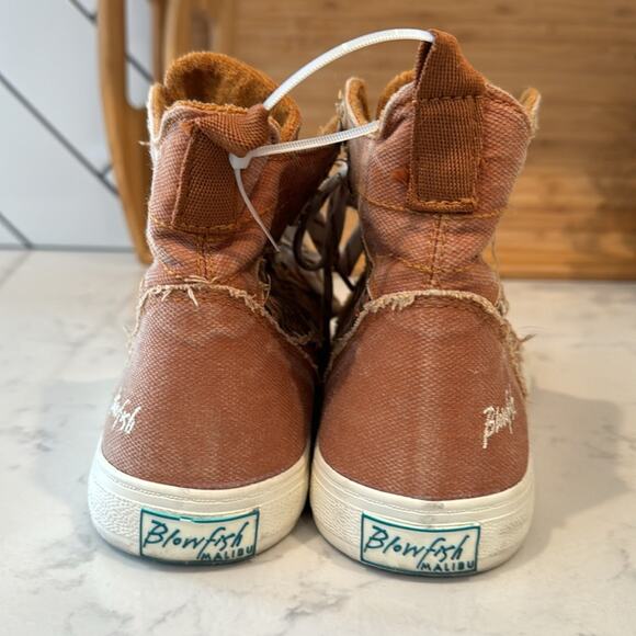 BLOWFISH MALIBU UPLAND DESERT CARAMEL LEOPARD CANVAS HI TOP SNEAKER size 9.5 - Picture 5 of 8